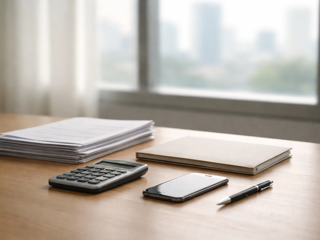 Minimal photo of an office desk with documents and a smartphone, symbolizing layers of financial evidence.
