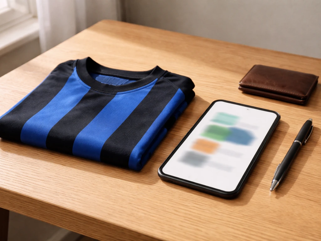 A football jersey on a desk with a tablet showing a clean salary breakdown graphic beside it