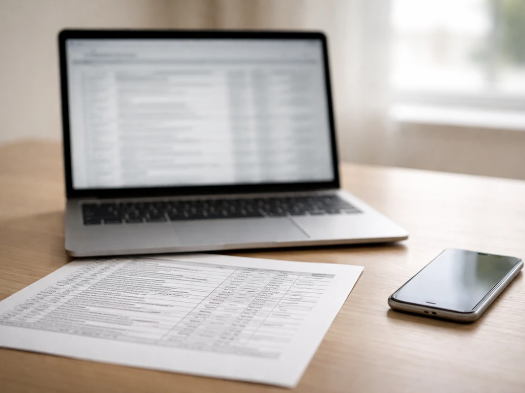Minimal desk scene with a laptop and blurred nonprofit filing documents, symbolizing IRS 990-PF verification.