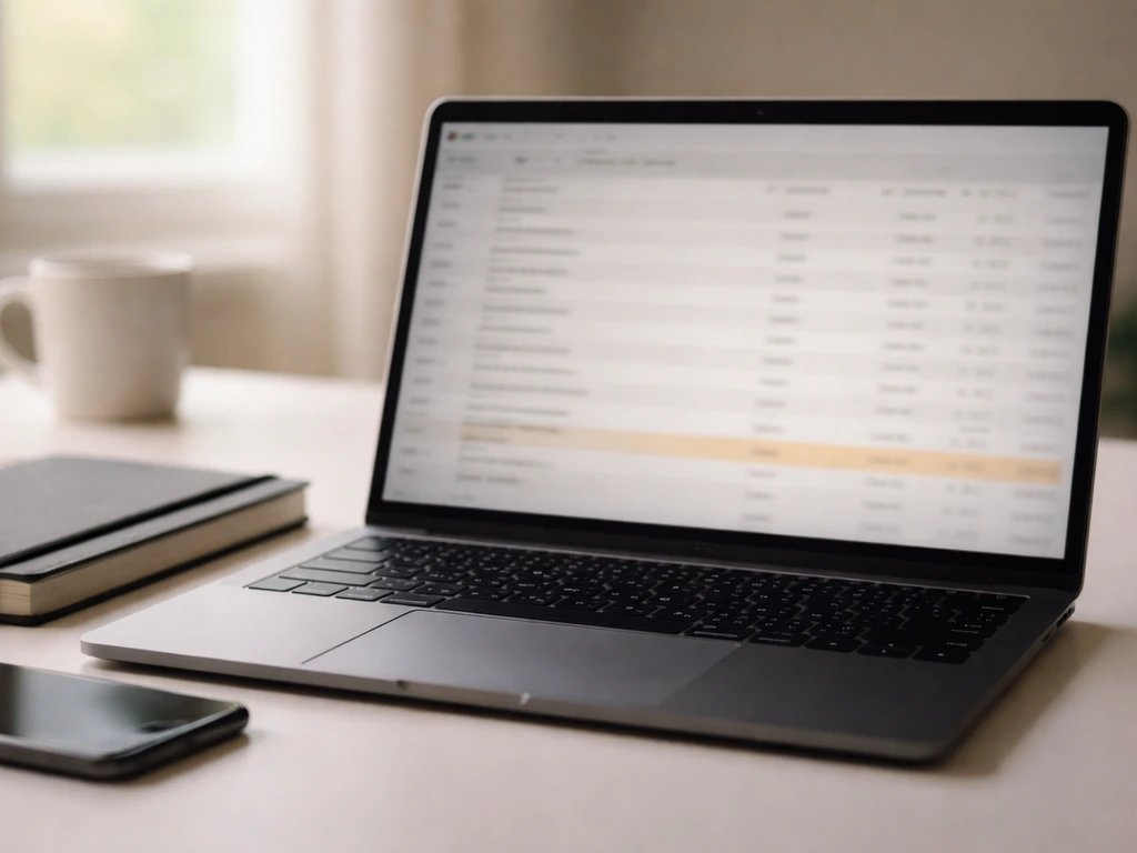 Laptop on a desk showing unreadable highlighted spreadsheet cells, symbolizing sports earnings data.